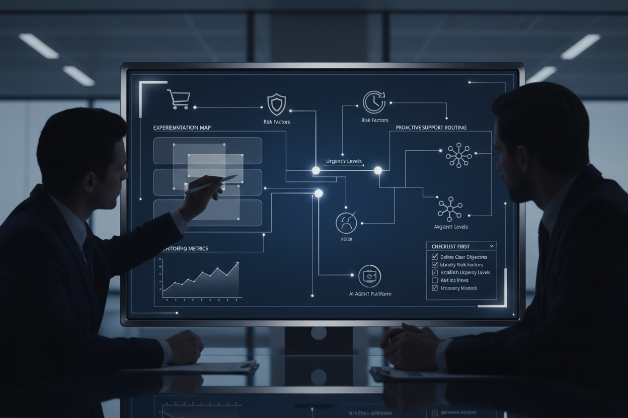 AI agent automation checkout optimization: experiment map for proactive support routing