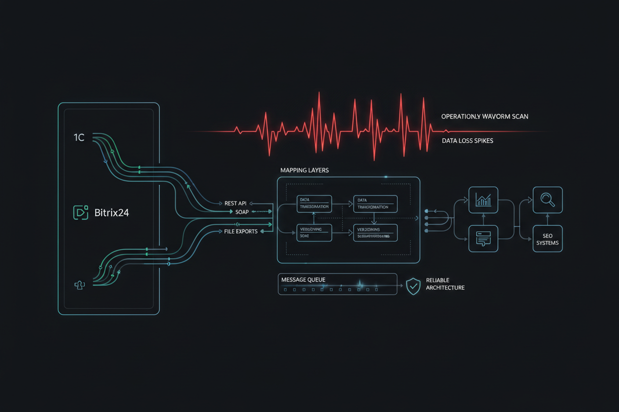 Архитектура обменов, выгрузок и mapping-слоев для SEO-систем с интеграцией 1С и Bitrix24: пошаговый план внедрения и снижение операционных рисков