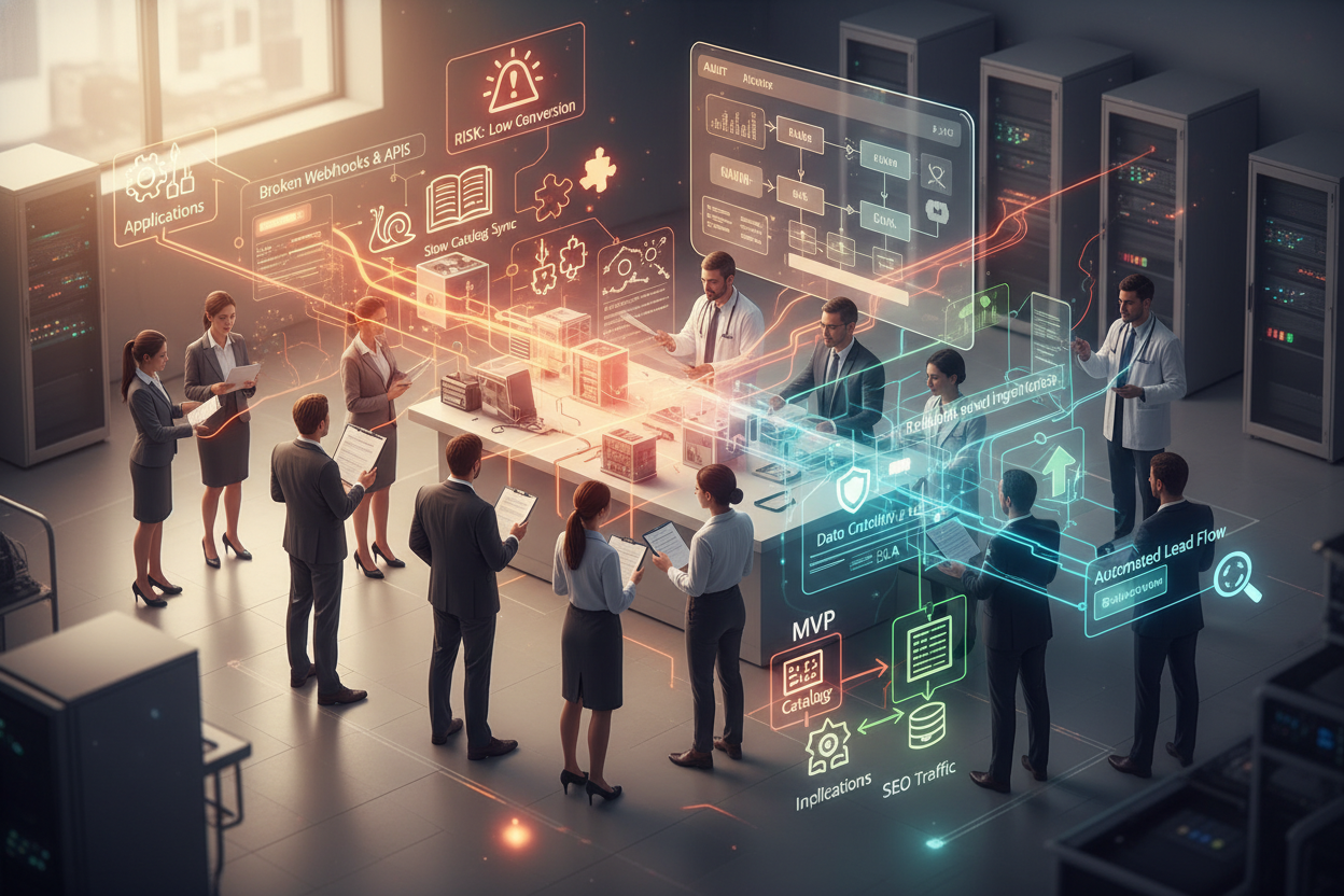 Архитектурный обзор обменов, каталогов и CRM-сценариев для SEO-систем: поэтапное внедрение с фокусом на MVP