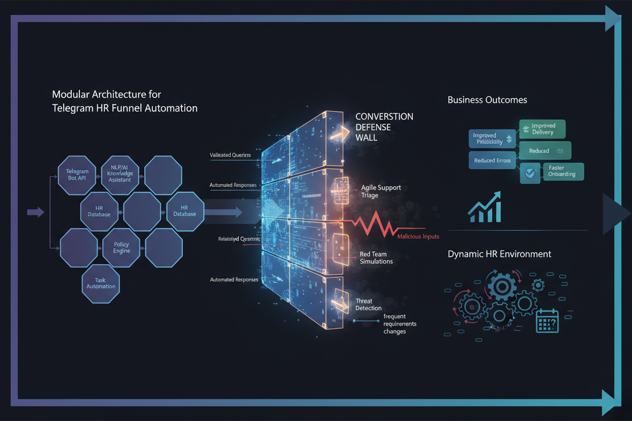 Modular architecture for telegram HR funnel automation: AI knowledge assistant rollout with agile support triage