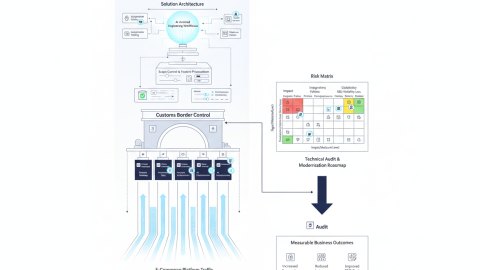 Solution architecture for growing E-Commerce platforms with custom integrations: AI-Assisted engineering workflows risk matrix