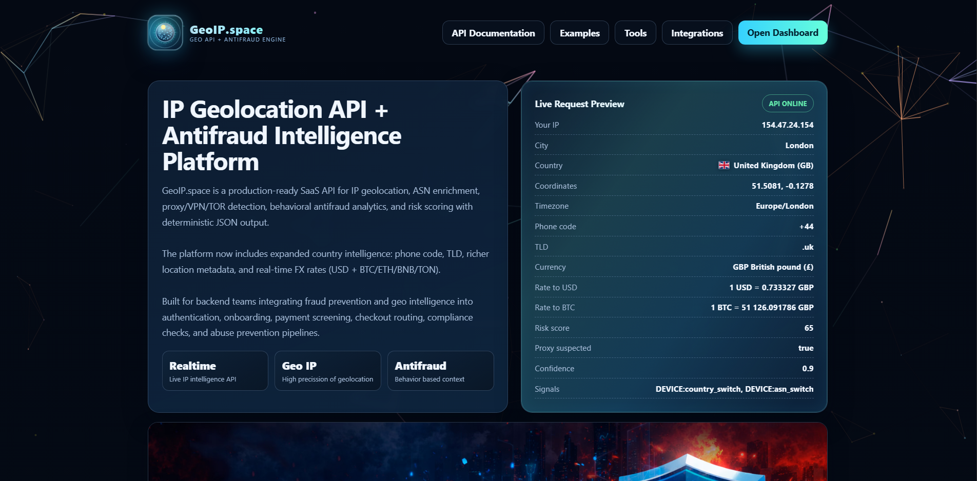 Создание SaaS платформы GeoIP + antifraud API - geoip.space